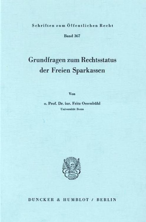 Produktbild: Grundfragen zum Rechtsstatus der Freien Sparkassen.