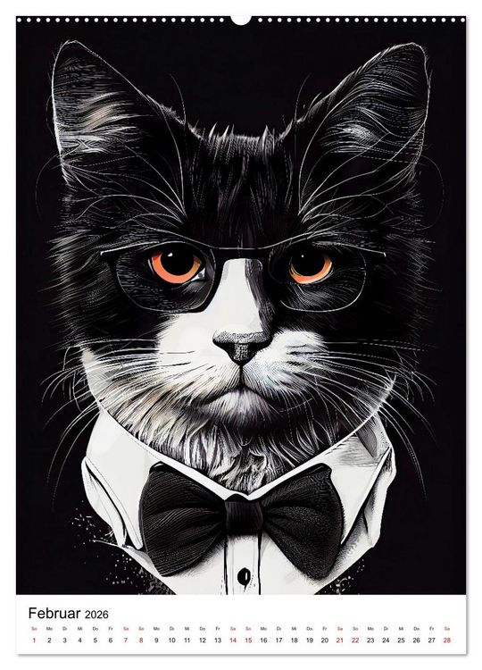 Produktbild: Hipster Katzen (Wandkalender 2026 DIN A2 hoch), CALVENDO Monatskalender