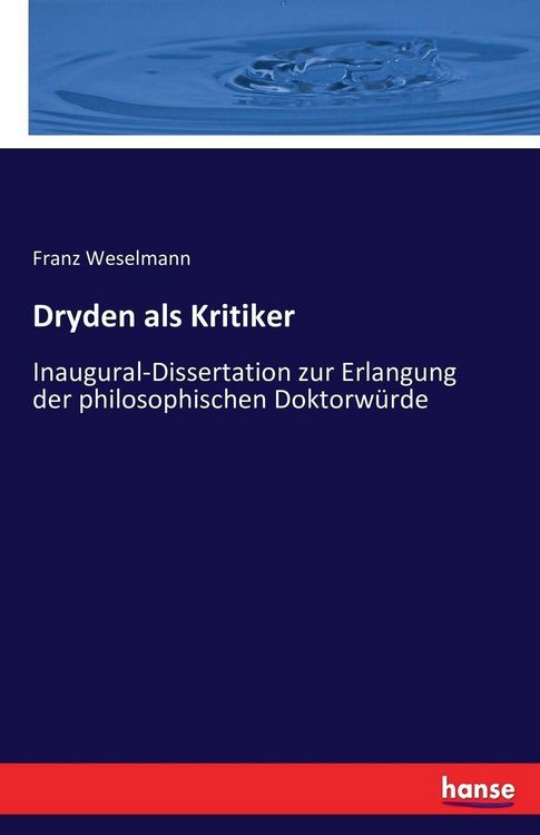 Produktbild: Dryden als Kritiker