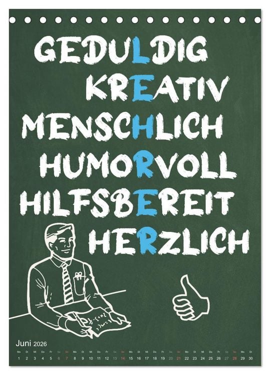 Produktbild: Coole Lehrerspr&uuml;che (Tischkalender 2026 DIN A5 hoch), CALVENDO Monatskalender