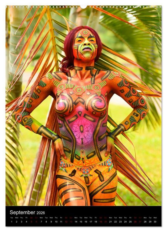Produktbild: Equatorial Guinea Bodypainting Festival (High Quality Premium Wall Calendar 2026 DIN A2 portrait),CALVENDO 12 Month Wall Calendar