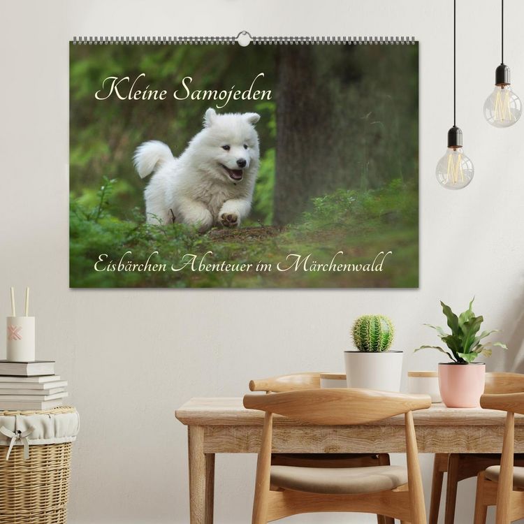 Produktbild: Kleine Samojeden - Eisb&auml;rchen Abenteuer im M&auml;rchenwald (Wandkalender 2026 DIN A2 quer), CALVENDO Monatskalender