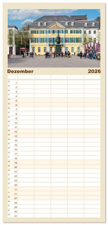 Produktbild: Familienplaner 2026 - Bonn Impressionen mit 5 Spalten (Wandkalender, 21 x 45 cm) CALVENDO
