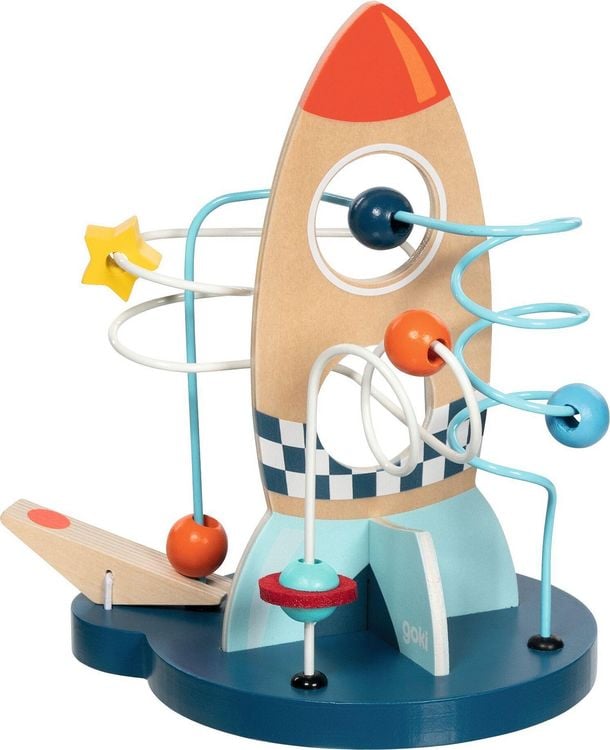 Produktbild: Goki 59973 - Motorik-Schleife Weltall Orbit 21, mit Galaxie-Katapult, Holz/Metall, ca.19x14x21cm