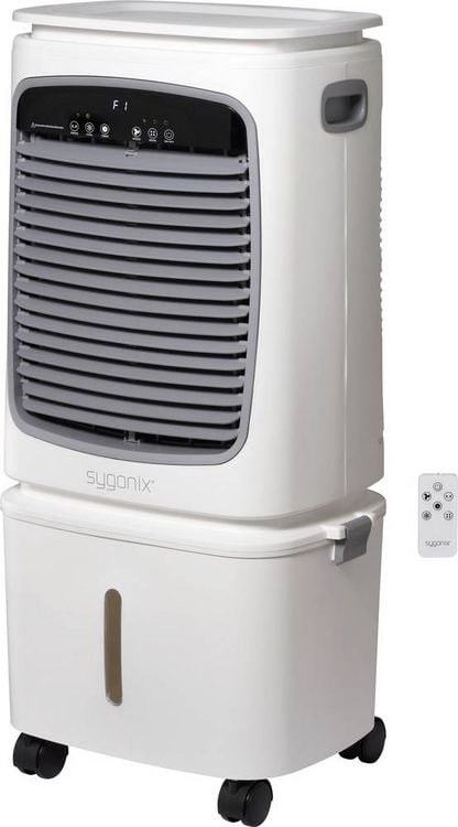 Produktbild: Sygonix Luftk&uuml;hler 80 W (L x B x H) 400 x 300 x 850 mm Wei&szlig; LED-Display, mit Fernbedienung, Oszillierend, Timer