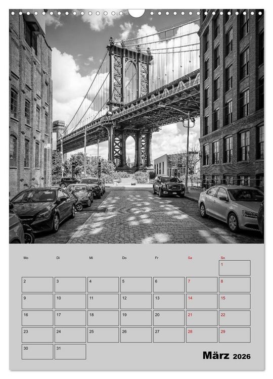 Produktbild: NEW YORK CITY Monochrome Stadtansichten (Wandkalender 2026 DIN A3 hoch), CALVENDO Monatskalender