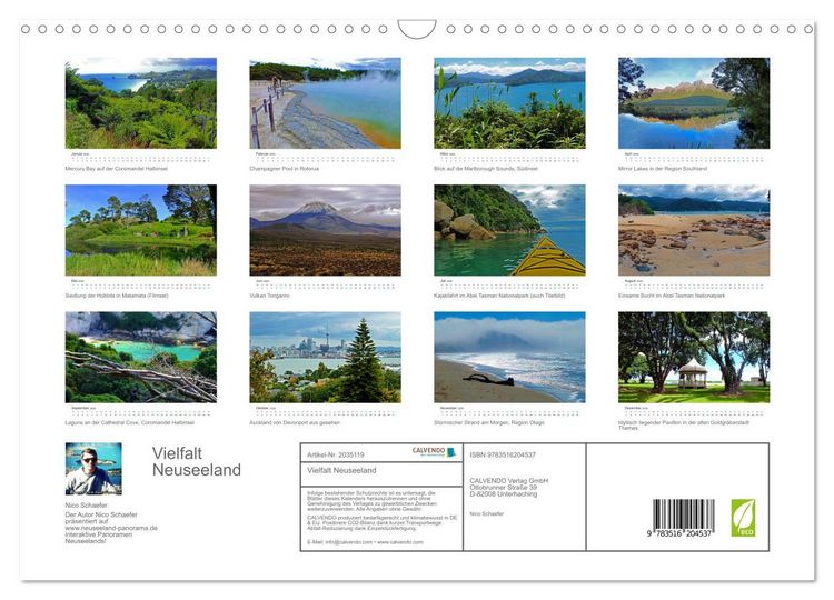 Produktbild: Vielfalt Neuseeland (Wandkalender 2026 DIN A3 quer), CALVENDO Monatskalender