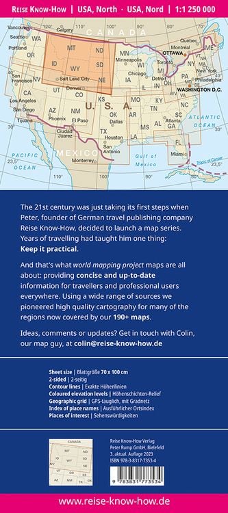 Produktbild: Reise Know-How Landkarte USA, Nord / USA, North (1:1.250.000) : Idaho, Montana, Wyoming, North Dakota, South Dakota, Nebraska