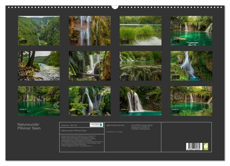 Produktbild: Naturwunder Plitvicer Seen (Wandkalender 2026 DIN A2 quer), CALVENDO Monatskalender
