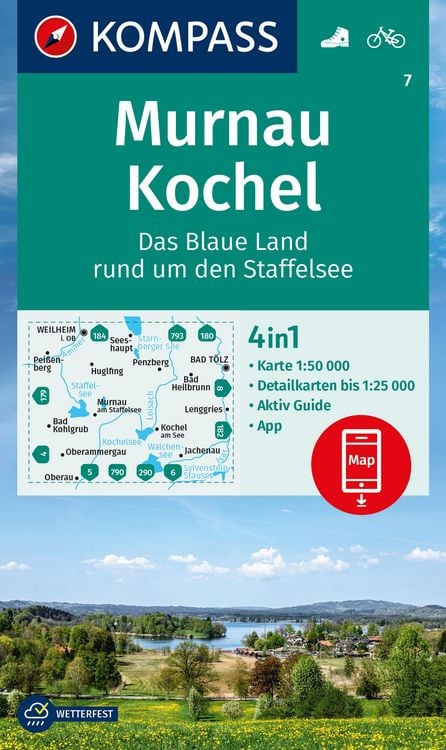 Produktbild: KOMPASS Wanderkarte 7 Murnau, Kochel - Das blaue Land rund um den Staffelsee 1:50.000