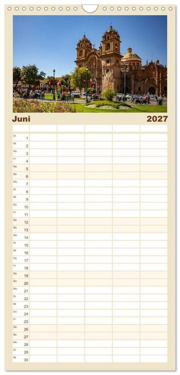 Produktbild: Familienplaner 2027 - Peru - Traumreise durch das Land der Inka mit 5 Spalten (Wandkalender, 21 x 45 cm) CALVENDO