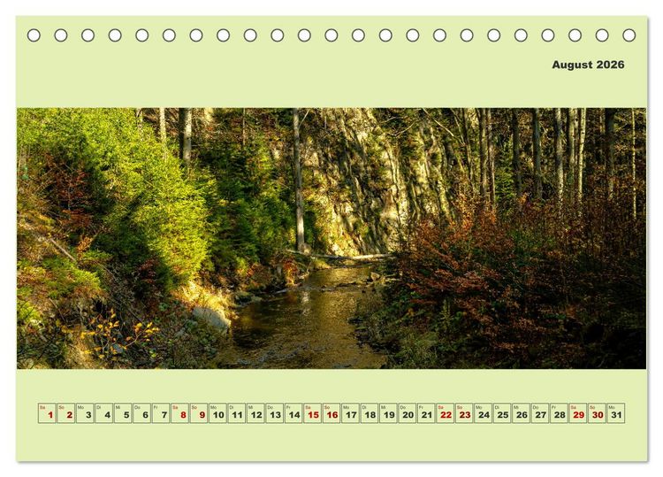 Produktbild: Die schwarze Pockau im Herbstgewand (Tischkalender 2026 DIN A5 quer), CALVENDO Monatskalender