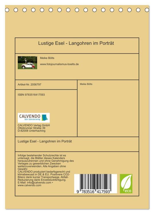 Produktbild: Lustige Esel - Langohren im Portr&auml;t (Tischkalender 2026 DIN A5 hoch), CALVENDO Monatskalender