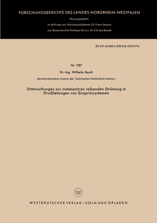 Produktbild: Untersuchungen zur instation&auml;ren reibenden Str&ouml;mung in Druckleitungen von Einspritzsystemen