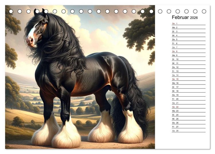 Produktbild: Kaltbl&uuml;ter - Die majest&auml;tische Kraft und Sch&ouml;nheit der Kaltblutpferde (Tischkalender 2026 DIN A5 quer), CALVENDO Monatskalender