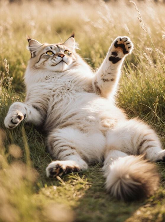 Produktbild: CALVENDO Puzzle Eine Maine Coon Katze liegt entspannt im hohen Gras und streckt spielerisch ihre Pfote aus. | 2000 Teile Lege-Gr&ouml;&szlig;e 90x67cm Foto-Puzzl