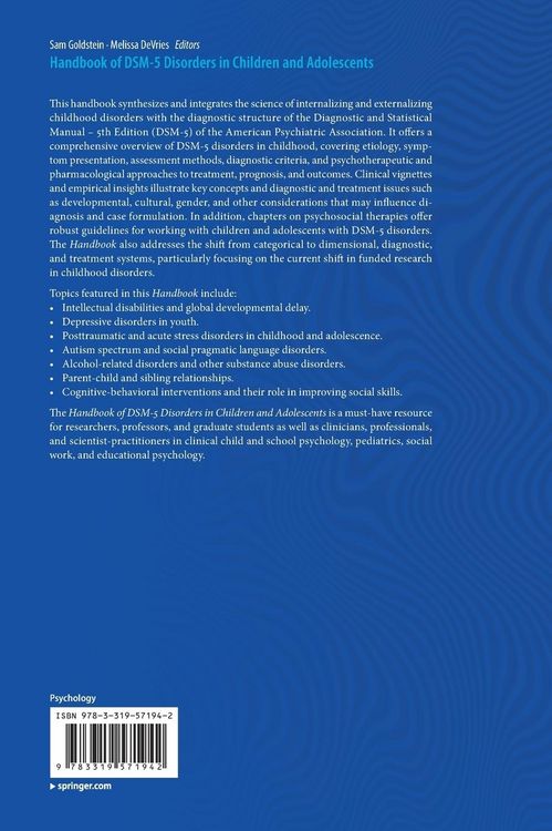 Produktbild: Handbook of DSM-5 Disorders in Children and Adolescents
