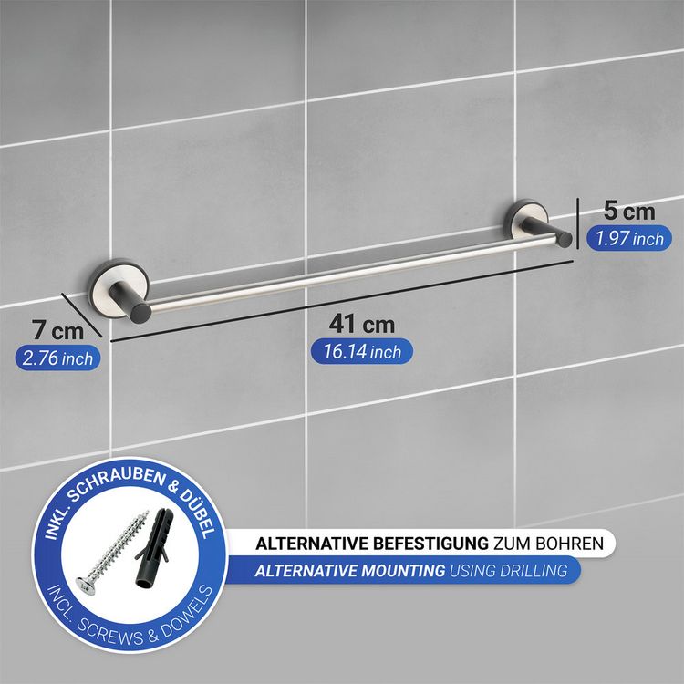 Produktbild: UV-Loc&reg; Badetuchstange Uno Mod. Udine 40 cm, Befestigen ohne Bohren mit innovativem Klebesystem