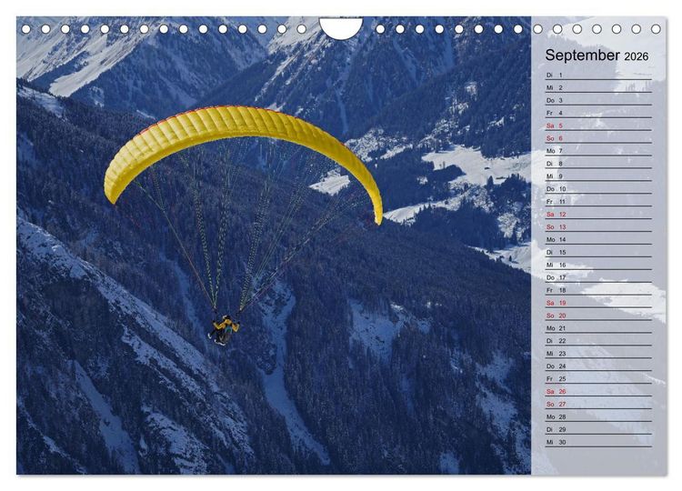 Produktbild: Gleitschirmfliegen in den Tuxer Alpen (Wandkalender 2026 DIN A4 quer), CALVENDO Monatskalender