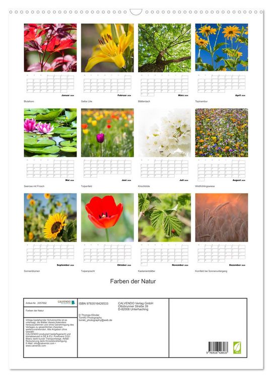 Produktbild: Farben der Natur (Wandkalender 2026 DIN A2 hoch), CALVENDO Monatskalender