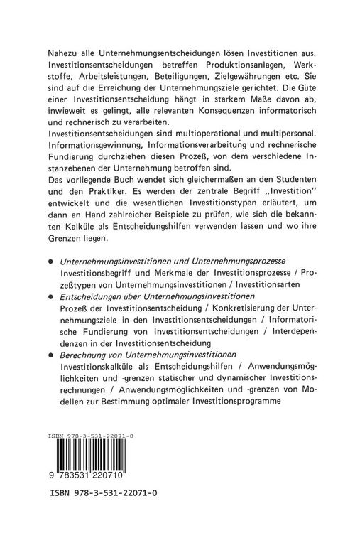 Produktbild: Unternehmungsinvestitionen