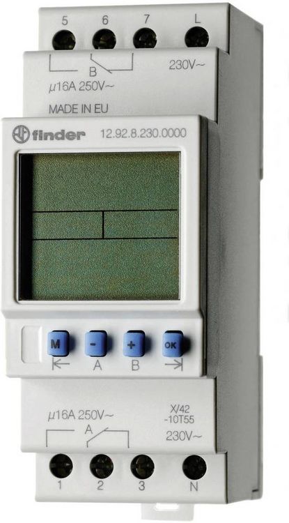 Produktbild: Finder 12.92.8.230.0000 Zeitschaltuhr f&uuml;r Hutschiene 230 V/AC Tagesprogramm