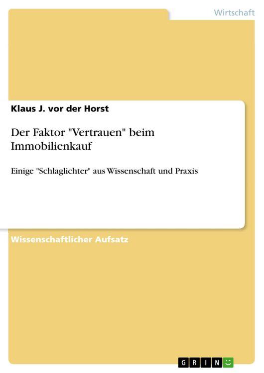 Produktbild: Der Faktor "Vertrauen" beim Immobilienkauf