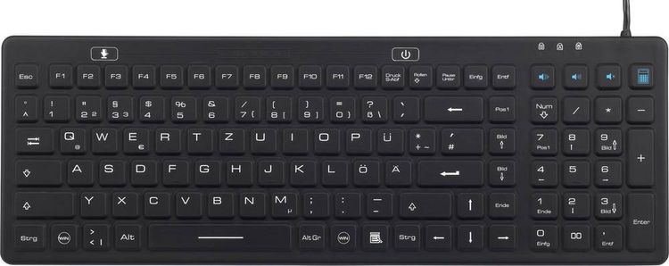 Produktbild: Renkforce iM-IKB106-BK Tastatur Schwarz Spritzwassergesch&uuml;tzt, Staubgesch&uuml;tzt