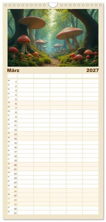 Produktbild: Familienplaner 2027 - Fabelhafte Orte &ndash; Landschaften aus M&auml;rchen und Sagen mit 5 Spalten (Wandkalender, 21 x 45 cm) CALVENDO