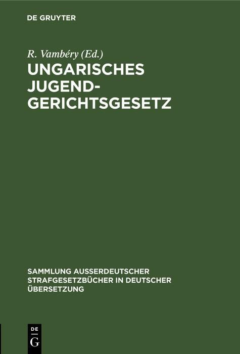 Produktbild: Ungarisches Jugendgerichtsgesetz