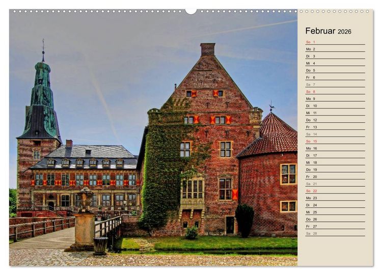 Produktbild: Burgen und Schl&ouml;sser im M&uuml;nsterland (hochwertiger Premium Wandkalender 2026 DIN A2 quer), Kunstdruck in Hochglanz