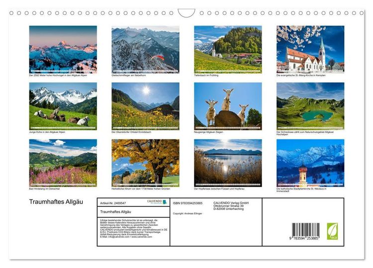 Produktbild: Traumhaftes Allg&auml;u (Wandkalender 2027 DIN A3 quer), CALVENDO Monatskalender
