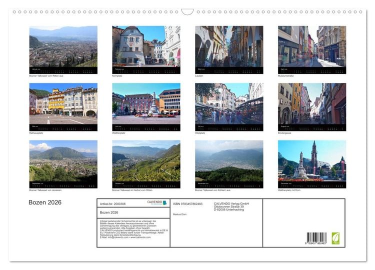 Produktbild: Bozen 2026 (Wandkalender 2026 DIN A2 quer), CALVENDO Monatskalender