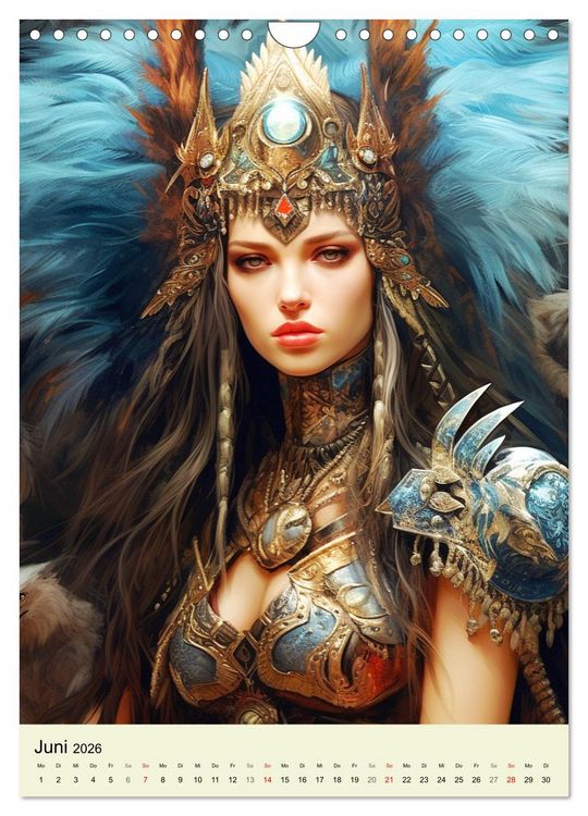 Produktbild: Antike Amazonen. Furchtlose Fantasy-Kriegerinnen (Wandkalender 2026 DIN A4 hoch), CALVENDO Monatskalender