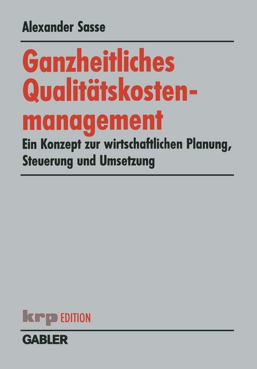 Produktbild: Ganzheitliches Qualit&auml;tskostenmanagement