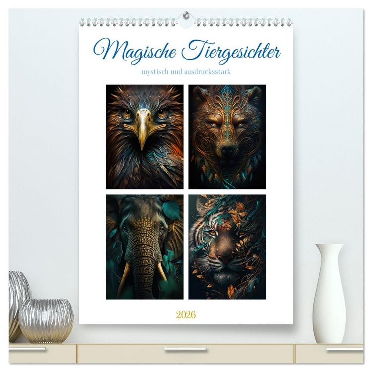 Produktbild: Magische Tiergesichter (hochwertiger Premium Wandkalender 2026 DIN A2 hoch), Kunstdruck in Hochglanz