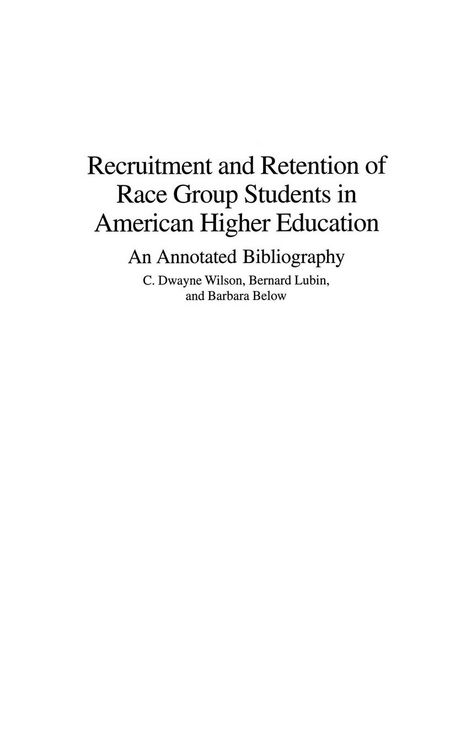 Produktbild: Recruitment and Retention of Race Group Students in American Higher Education