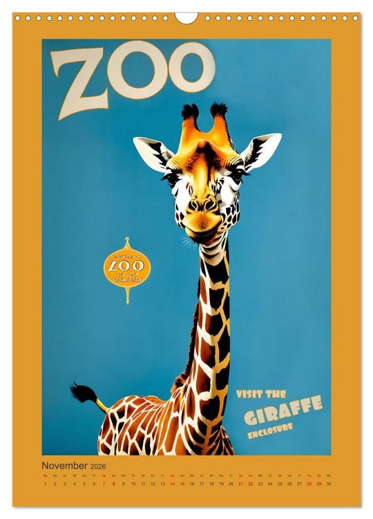 Produktbild: Zoo Vintage-Poster (Wandkalender 2026 DIN A3 hoch), CALVENDO Monatskalender