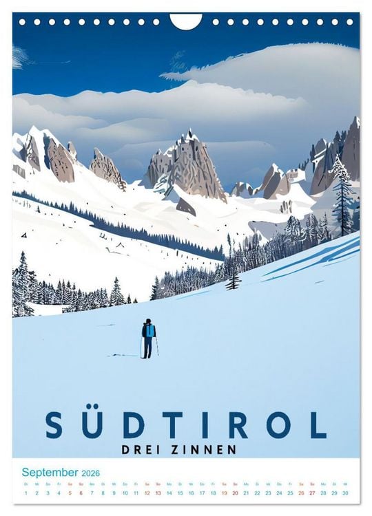 Produktbild: S&uuml;dtirol - Old School Poster Style (Wandkalender 2026 DIN A4 hoch), CALVENDO Monatskalender