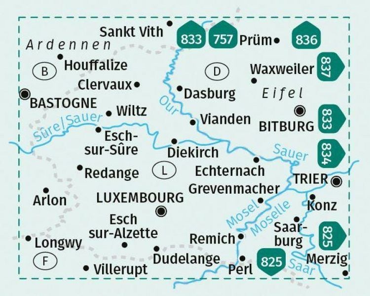 Produktbild: KOMPASS Wanderkarten-Set 2202 Luxemburg (2 Karten) 1:50.000