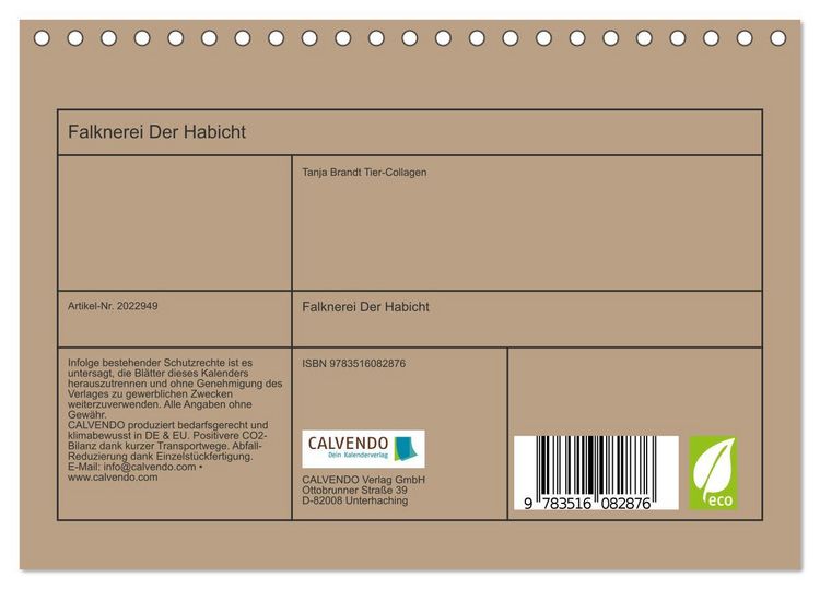 Produktbild: Falknerei Der Habicht (Tischkalender 2026 DIN A5 quer), CALVENDO Monatskalender