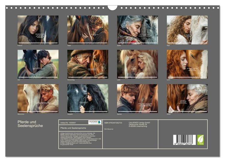 Produktbild: Pferde und Seelenspr&uuml;che (Wandkalender 2026 DIN A3 quer), CALVENDO Monatskalender
