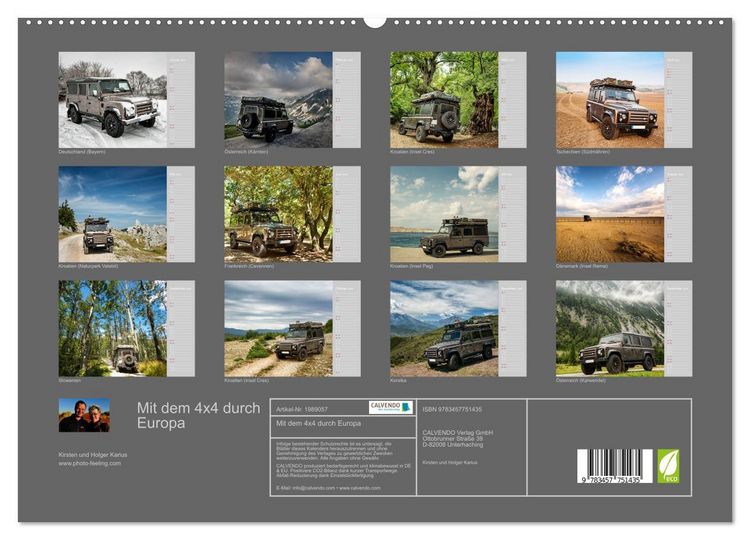 Produktbild: Mit dem 4x4 durch Europa (hochwertiger Premium Wandkalender 2026 DIN A2 quer), Kunstdruck in Hochglanz