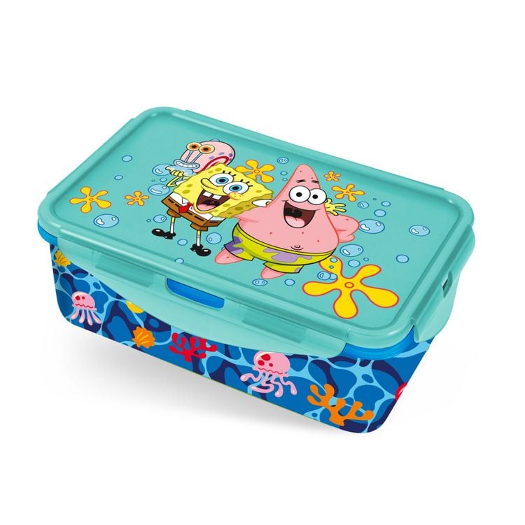 Produktbild: Brotdose Spongebob Schwammkopf Lunch To Go mit 2 Eins&auml;tzen gr&uuml;n/blau/gelb 1000 ml Kunststoff