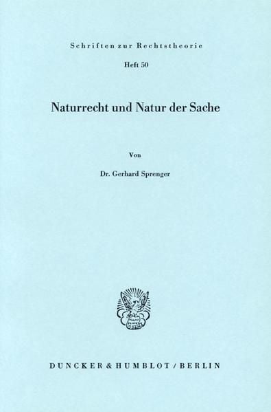Produktbild: Naturrecht und Natur der Sache.