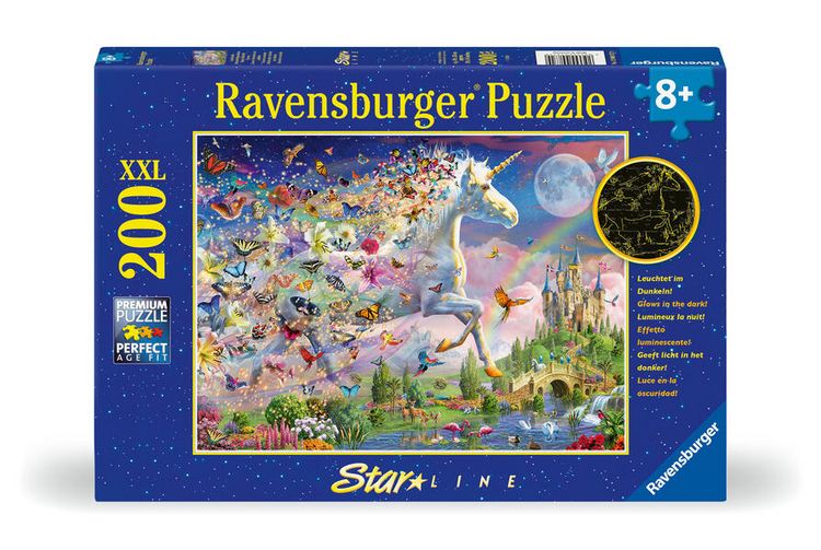 Produktbild: Kinderpuzzle 200 XXL Teile - Leuchtendes Schmetterlingseinhorn