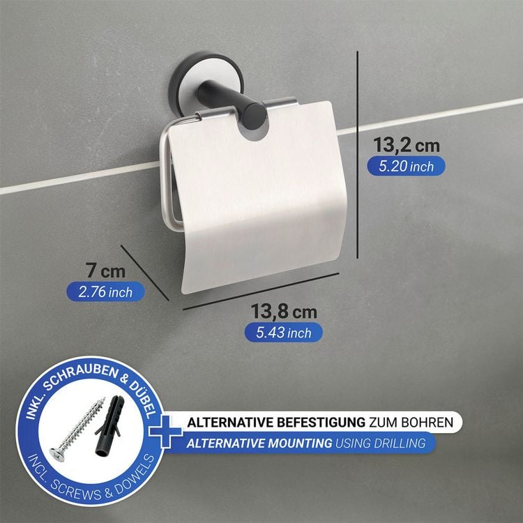 Produktbild: UV-Loc&reg; Toilettenpapierhalter mit Deckel Mod. Udine, Befestigen ohne Bohren