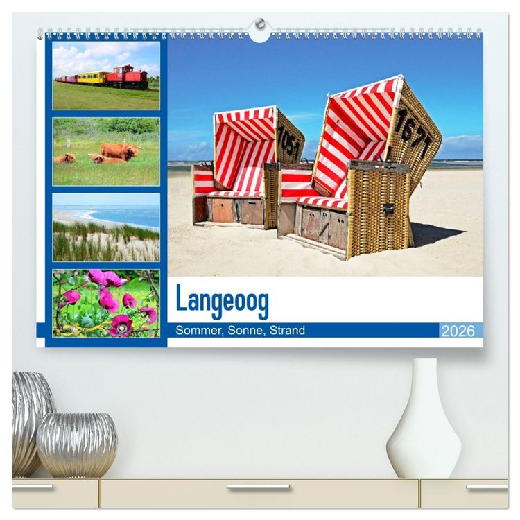 Produktbild: Langeoog - Sommer, Sonne, Strand (hochwertiger Premium Wandkalender 2026 DIN A2 quer), Kunstdruck in Hochglanz