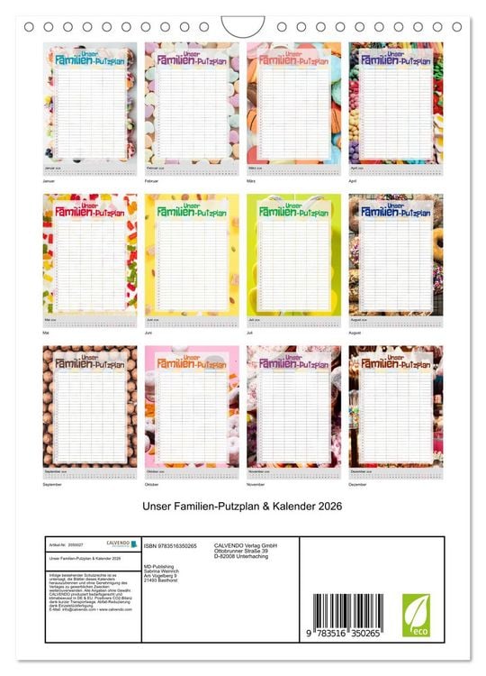 Produktbild: Unser Familien-Putzplan & Kalender 2026 (Wandkalender 2026 DIN A4 hoch), CALVENDO Monatskalender