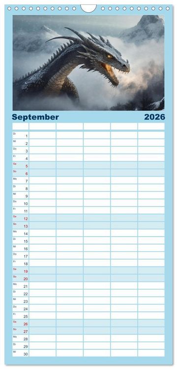 Produktbild: Familienplaner 2026 - Drachen - Herrscher der Welt mit 5 Spalten (Wandkalender, 21 x 45 cm) CALVENDO
